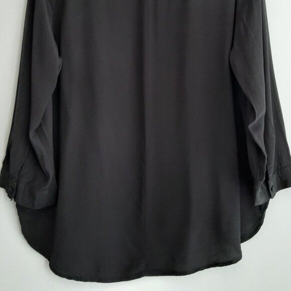 GAP Button-Shoulder Boatneck Top Light Flowy High Low Hem Blouse Black Sz L - Picture 11 of 14